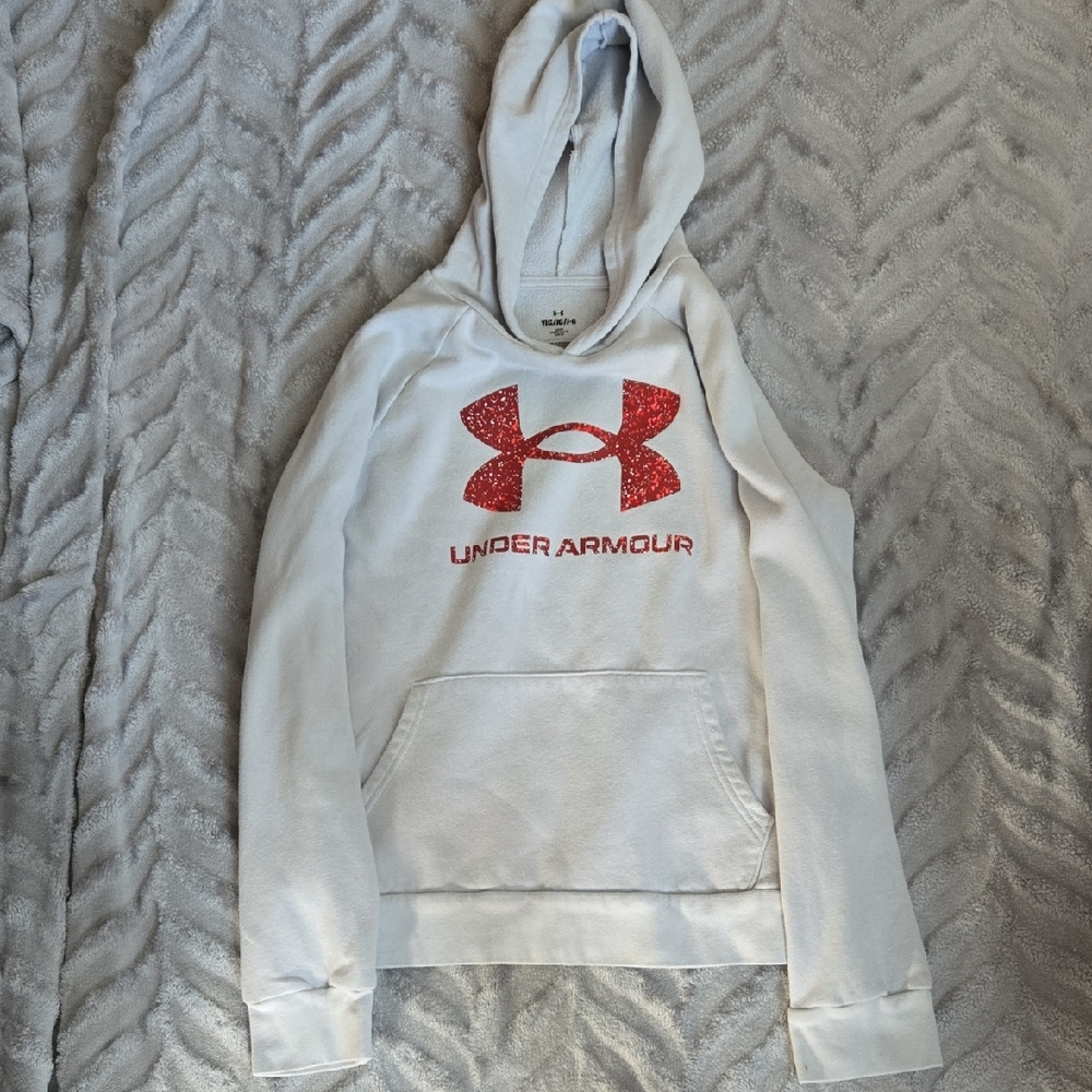 Under Armour White Hoodie with Red Emblem